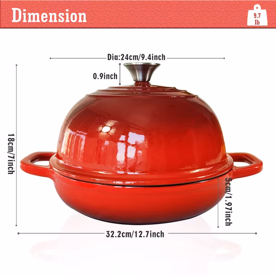 Casserole ronde peu profonde en fonte émaillée, ustensiles de cuisine